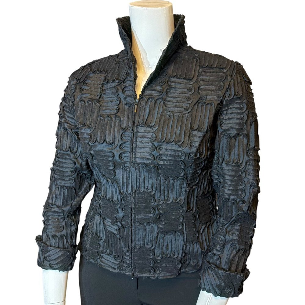 Samuel Dong Origami Textured Architectural Jacket,L, Sculptural Zip Front - Picture 5 of 16